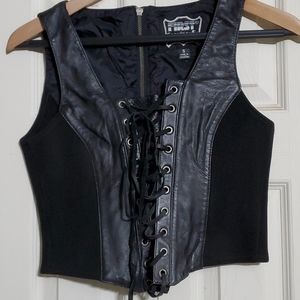 Leather ladies vest top